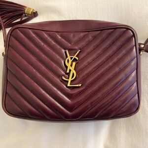 Saint Laurent Lou Camera Bag in Quilted Leather in Burgundy